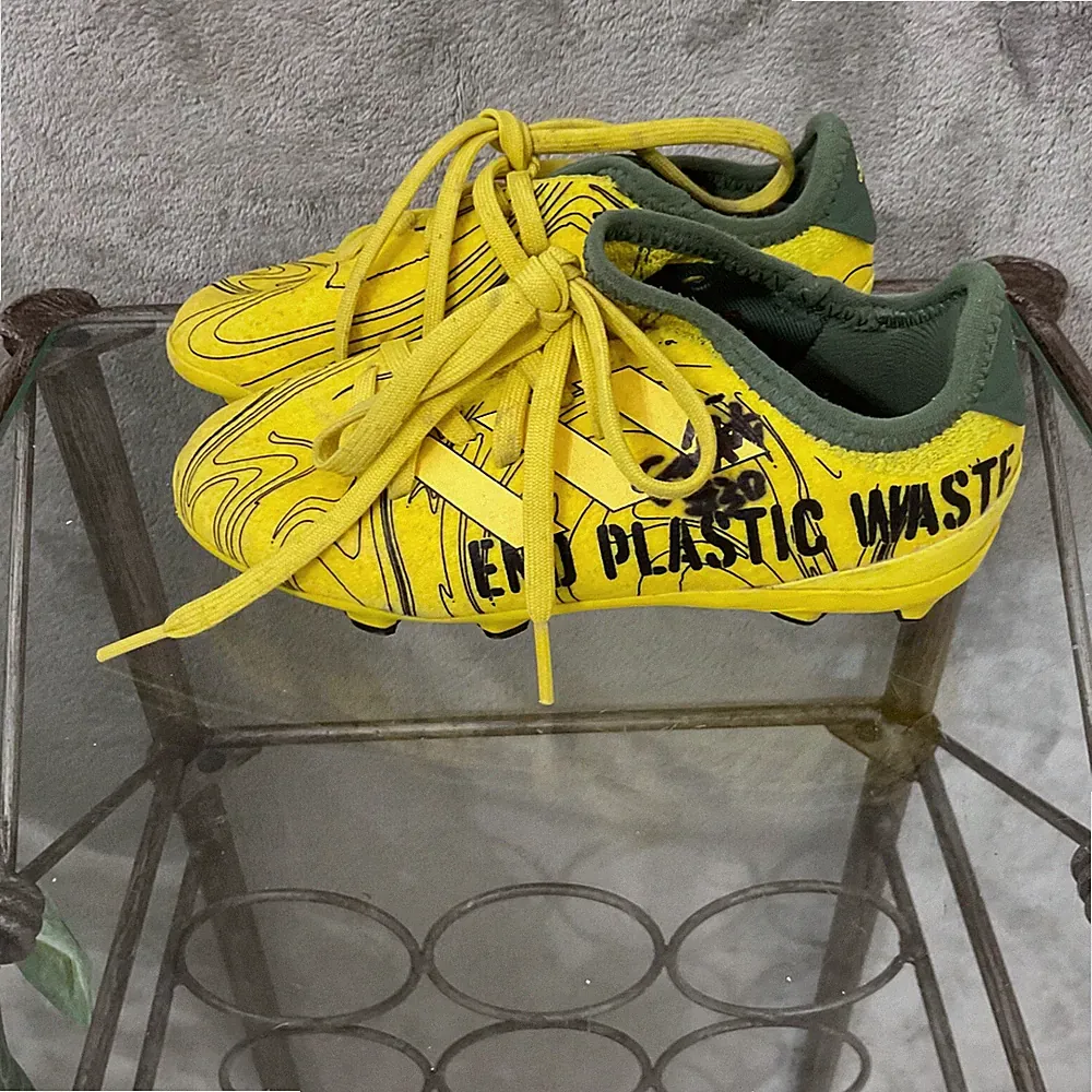 Adidas End Plastic Waste Indoor Soccer Shoes Kids Size 12K yellow