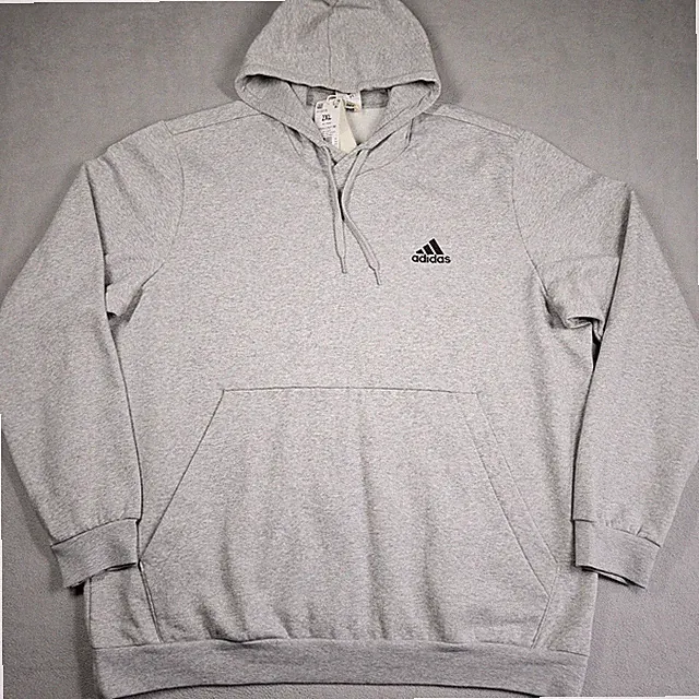Adidas Essential Feel Cozy Hoodie Mens 2XL Heather Gray Fleece Athleisure Comfy