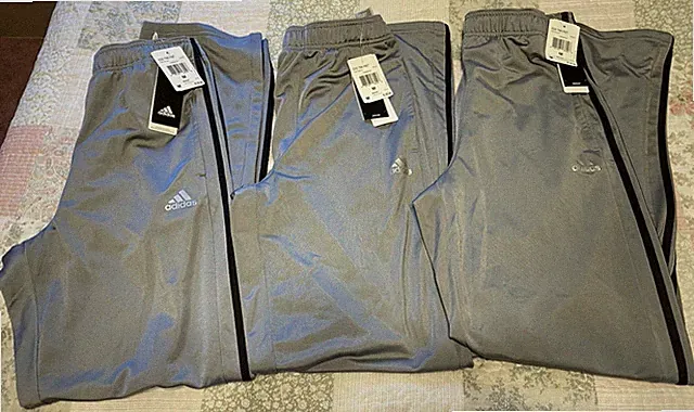 ADIDAS ESSENTIAL TRACK PANTS SZ MEDIUM GRAY LOT OF 3 NWT