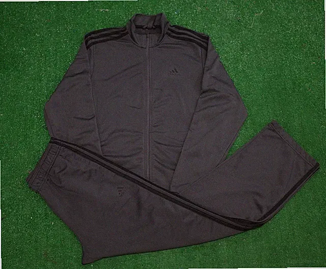Adidas Essentials 3 Stripes Tracksuit Set Gray Jacket Men’s Size Medium