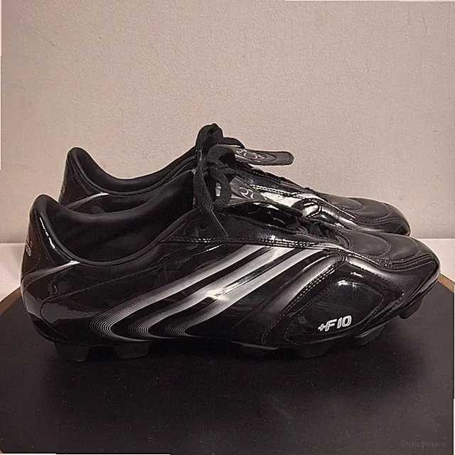 Adidas F10 Soccer Cleats Men US 11.5 Black Firm Ground Vintage Football Shiny