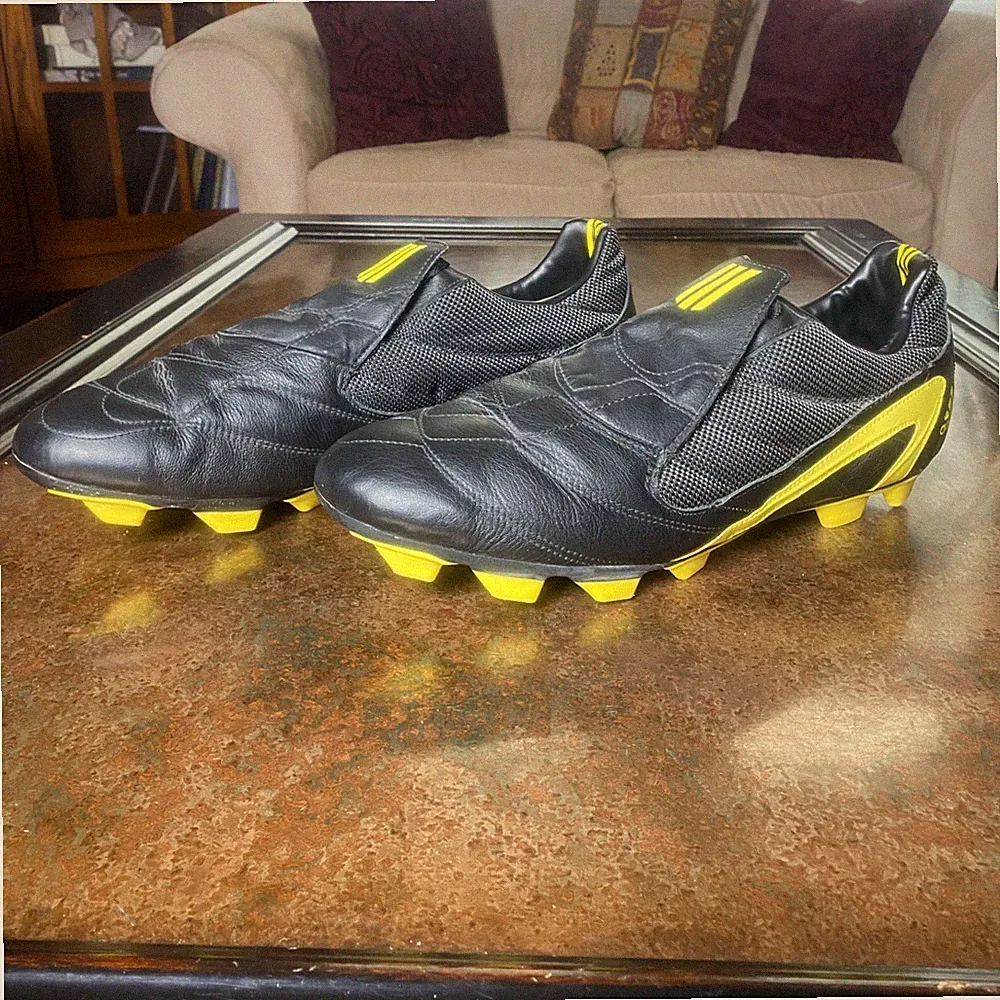 Adidas F30 FG 2003 Vintage Black Yellow Leather Soccer Boots Cleats Mens Sz 12