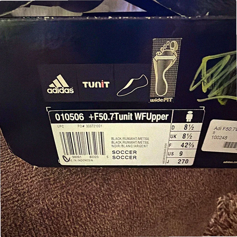 adidas F50.7 Tunit Wide Fit Soccer Cleats Black/White Low Top 010506