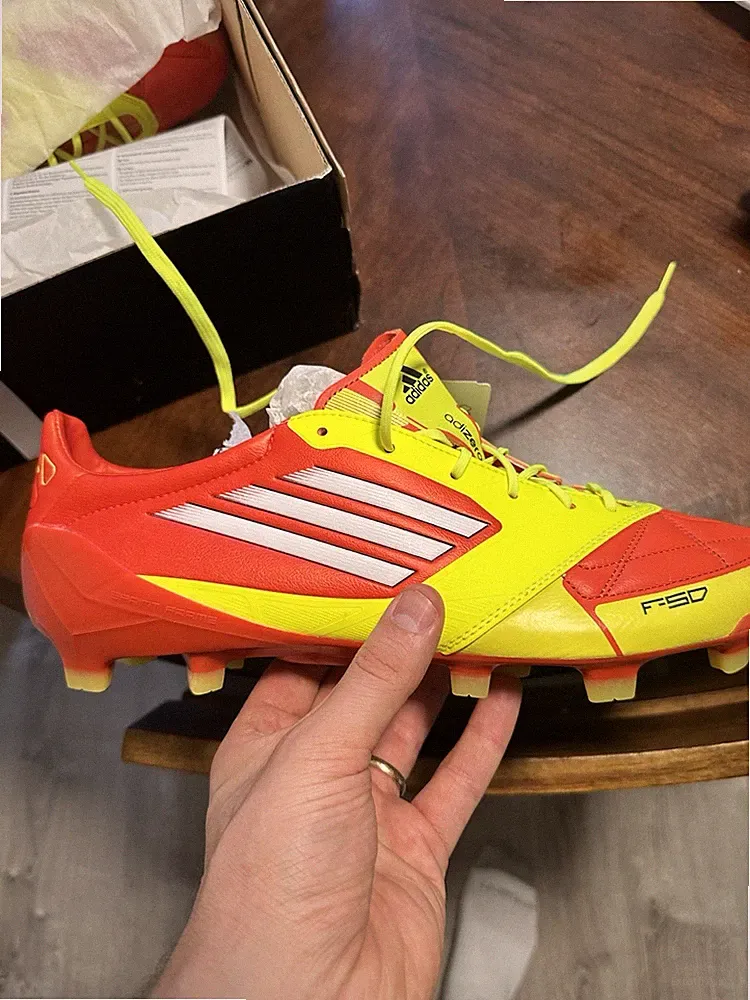 adidas F50 adizero TRX FG LEATHER Soccer Cleats Yellow/Red US 11 Medium (D)