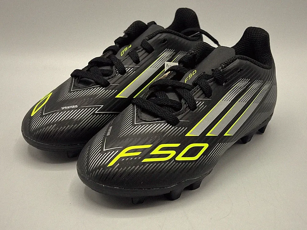 Adidas F50 Club FG/MG J Kids Soccer Cleats Black Neon Yellow JI0028 Size 11 K