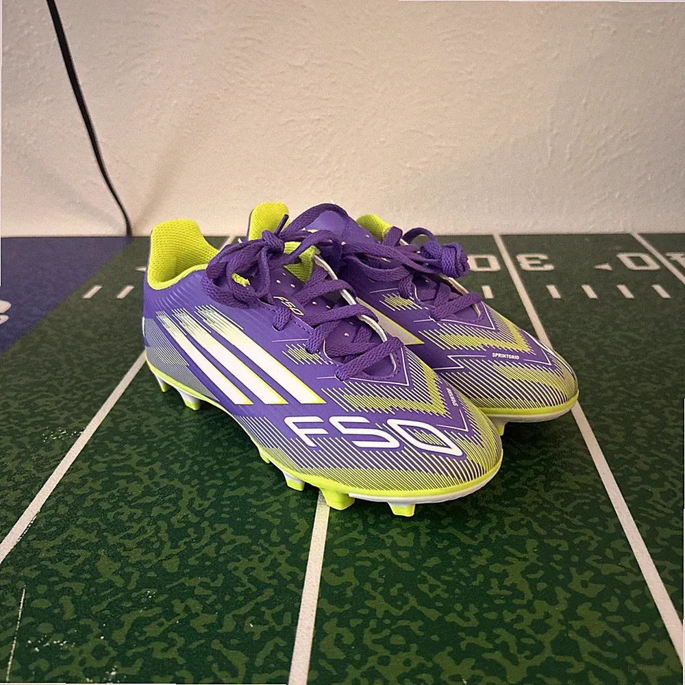 Adidas F50 Club FG MG Mens Soccer Cleats Purple Neon Lime JJ0043 Size 1 1/2 NEW