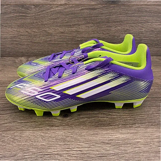 Adidas F50 Club FG/MG Purple Neon Green Soccer Cleats JI0043 Mens 4.5 Womens 5.5