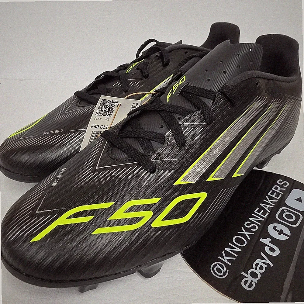 adidas F50 Club Firm Multi Ground Soccer Cleats Black Silver JI0047 Men's Size 9