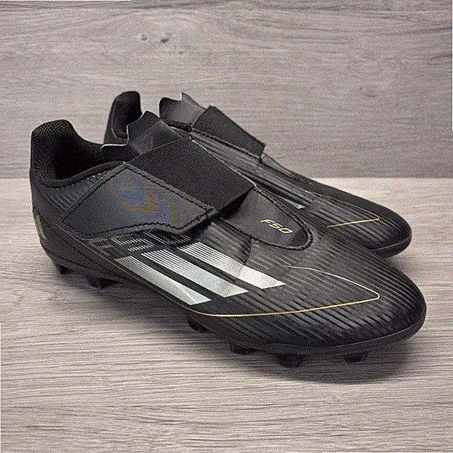 Adidas F50 Club Vel FxG Soccer Cleats Youth Size 4.5 Black Gold Firm Ground