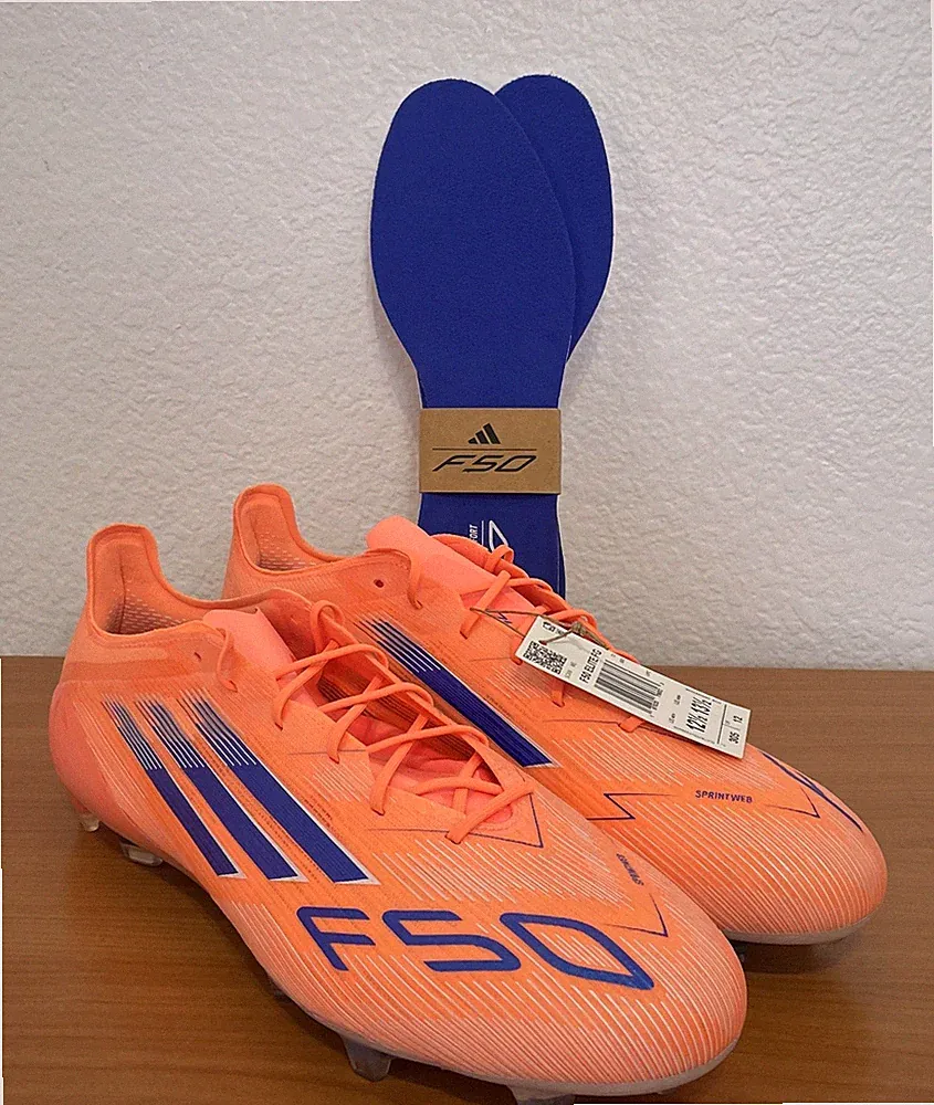 Adidas F50 Elite FG ‘Beam Orange Lucid Blue’ Soccer Cleats JH7618 Size 12.5