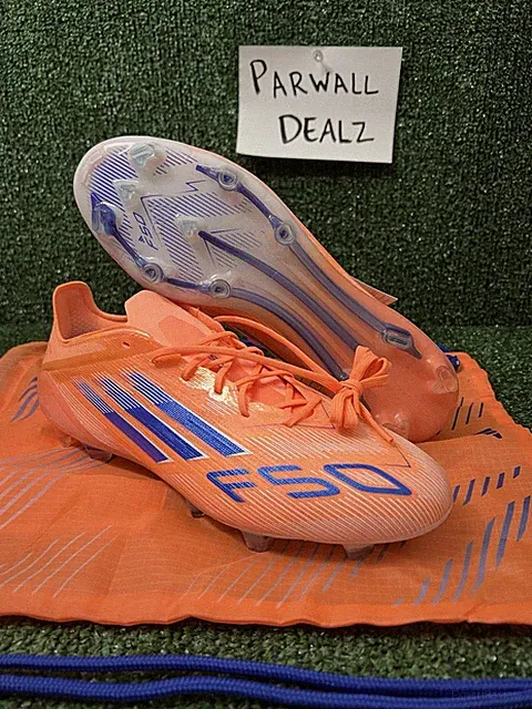 Adidas F50 Elite FG Beam Orange Lucid Blue Soccer Cleats Mens Size 9.5 JH7618