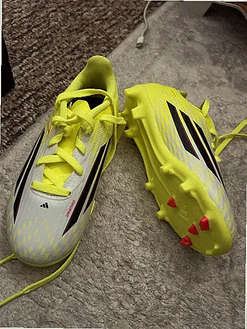 Adidas F50 Elite FG J Yellow White Black Soccer Cleats JR8965 Size 12.5K