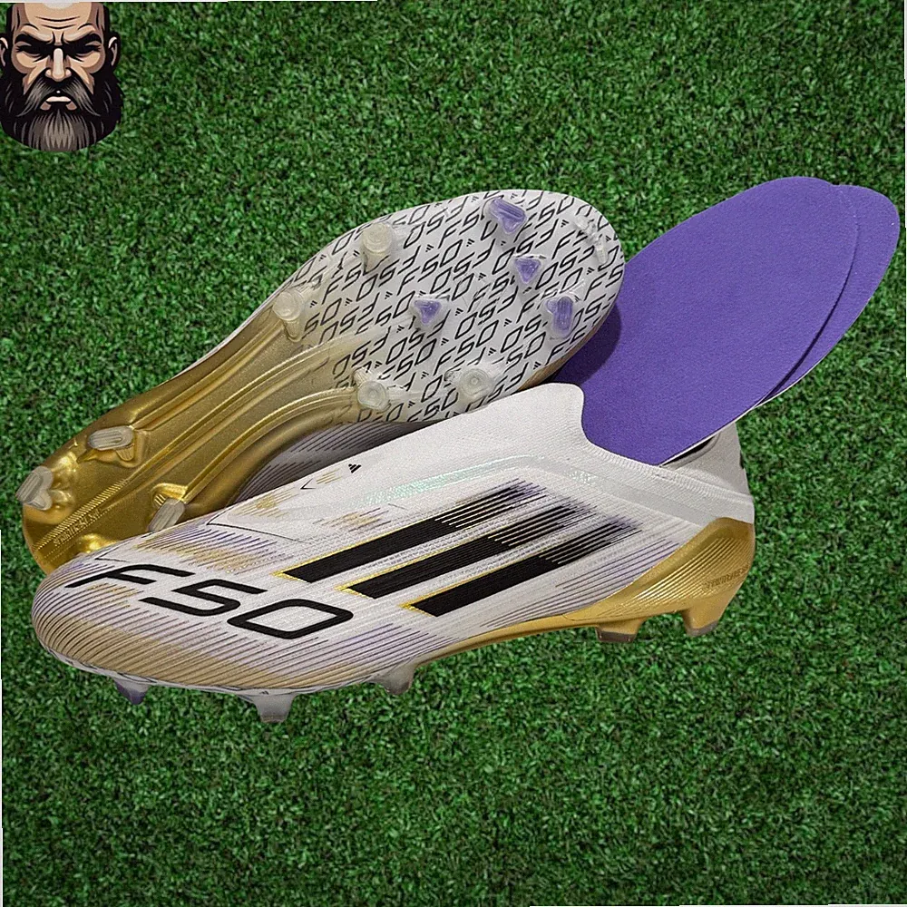 Adidas F50 Elite FG Laceless White Gold Soccer Cleats JH7625 Men's Size 12.5