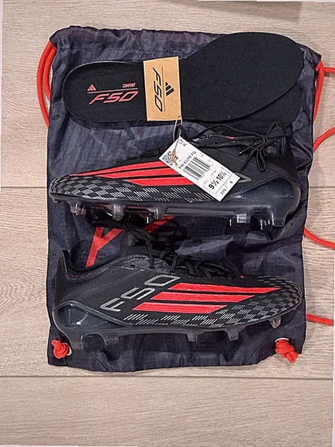 adidas F50 Elite FG Soccer Cleats Black Red Unisex Men's US Size 9.5 Firm Ground