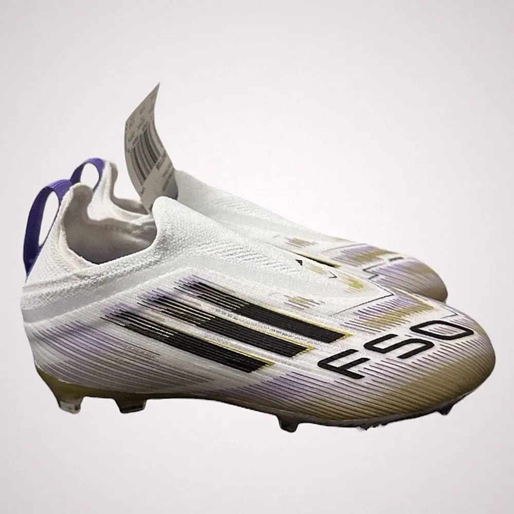 ADIDAS F50 ELITE FG SOCCER CLEATS Laceless WHITE JH7708 size 10.5 K Kids