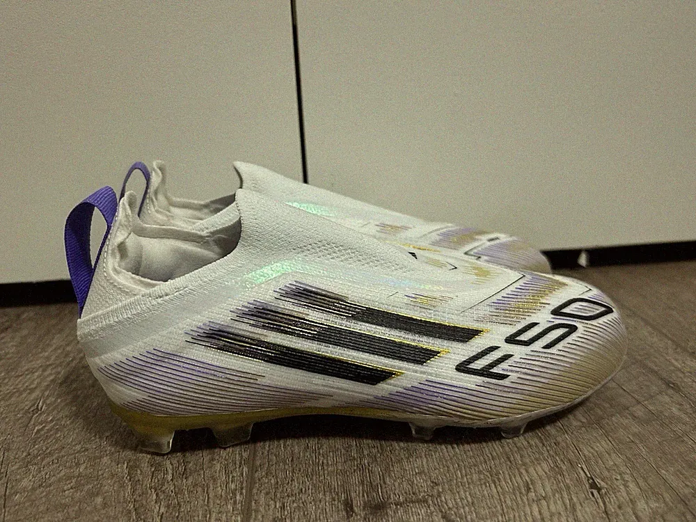 ADIDAS F50 ELITE FG SOCCER CLEATS Laceless WHITE JH7708 size 12k Kids