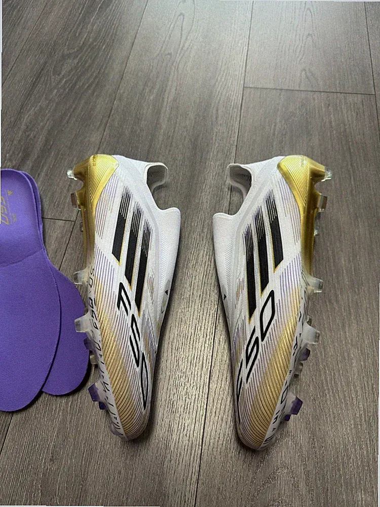adidas F50 Elite Laceless FG Mens Soccer Cleats White Gold JH7625 NEW Size 12.5