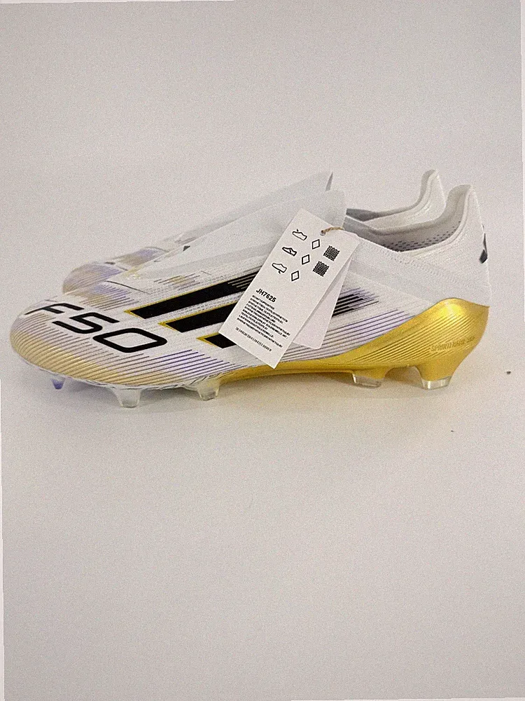 adidas F50 Elite Laceless FG Mens Soccer Cleats White Gold Metallic JH7625 Sz 12