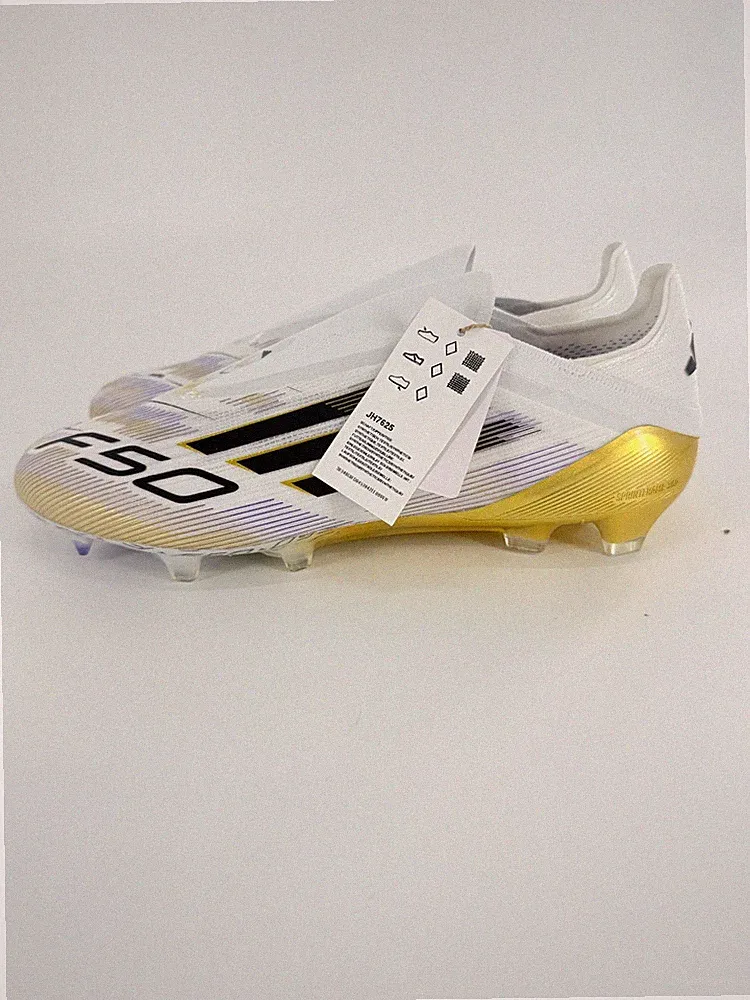 adidas F50 Elite Laceless FG Mens Soccer Cleats White Gold Metallic JH7625 Sz 9