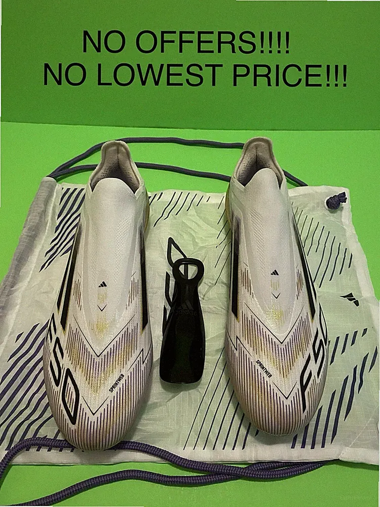 adidas F50 Elite Laceless FG Soccer Cleats White/Gold JH7625 Men’s Size 12