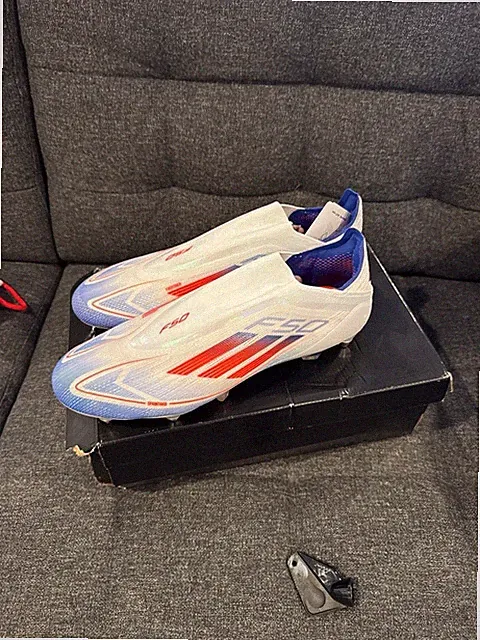 adidas F50 Elite Laceless SG Soft Ground Soccer Cleats White/ Red/ Blue - 11.5M