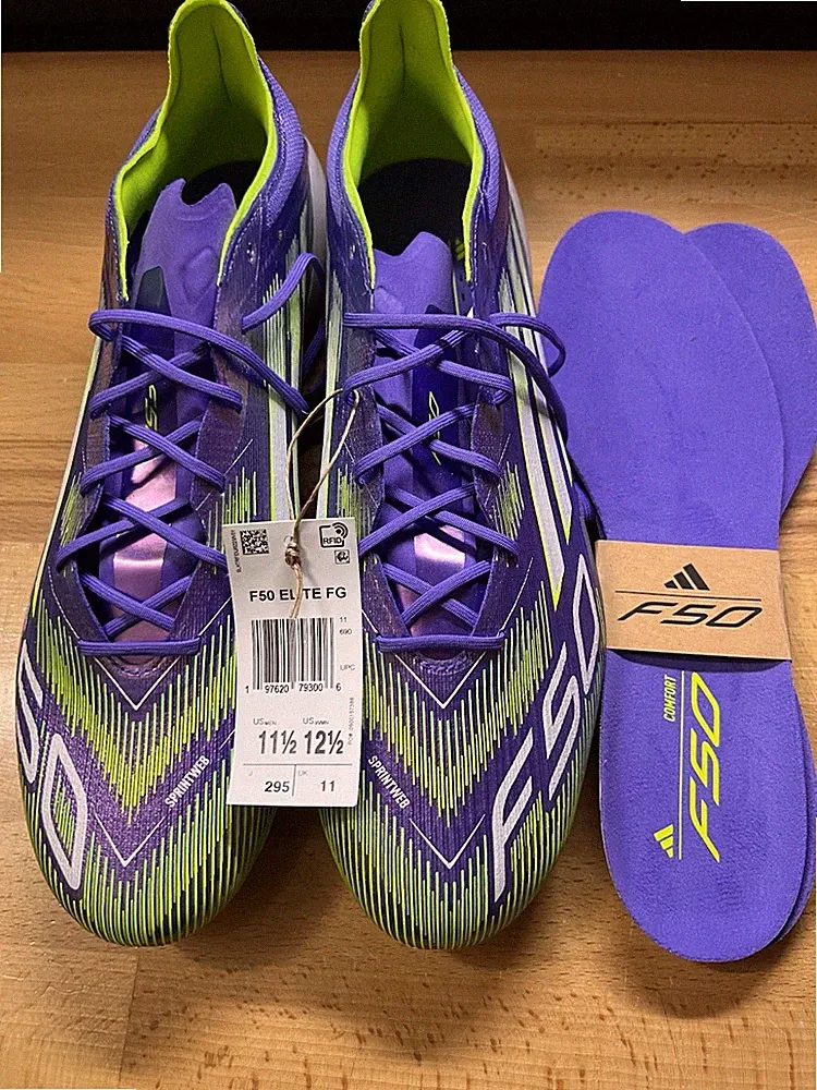 ADIDAS F50 ELITE LL FG PRO SOCCER CLEATS PURPLE LEMON WHITE JH7628 Size 11.5
