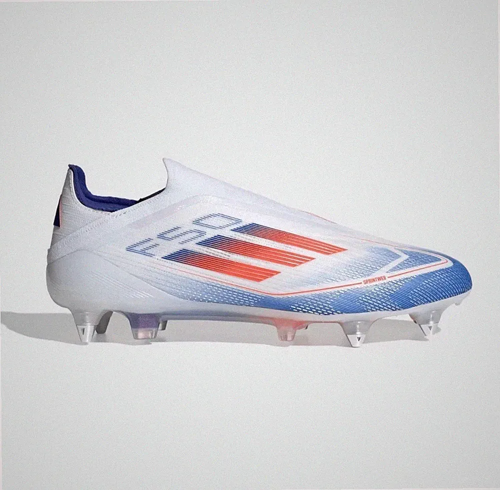 Adidas F50 Elite LL Laceless SG Soft Ground Soccer Cleats Size 10 White-Blue NEW