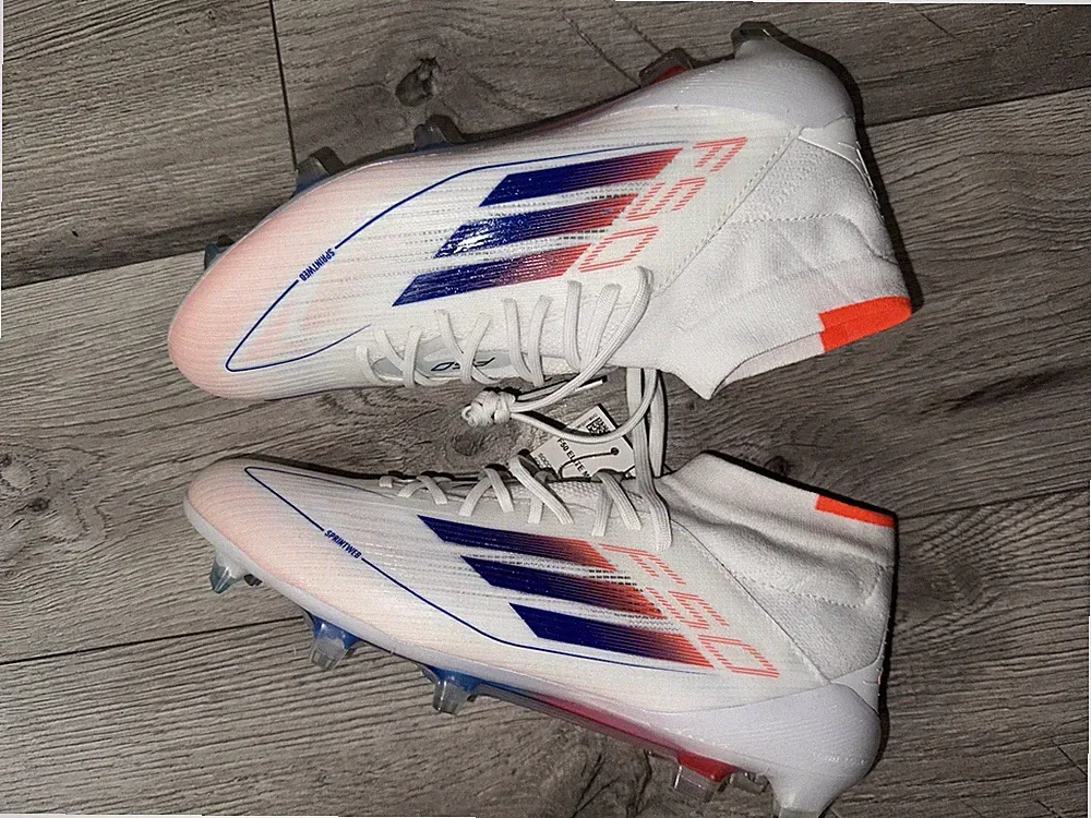 Adidas F50 Elite Mid FG Soccer Cleats White Blue Red ID9203 Women's Size 8