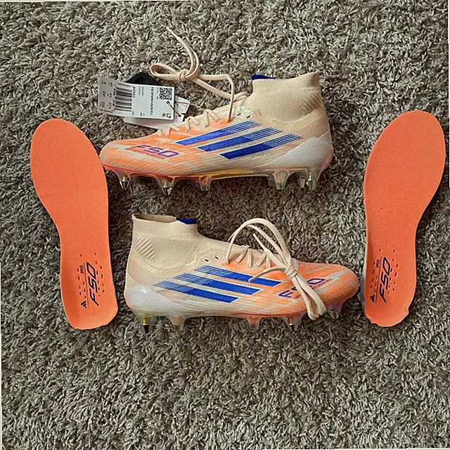 Adidas F50 Elite Mid Soft Ground Bliss Orange JH7653 W Size 6 w/ Speed Inserts