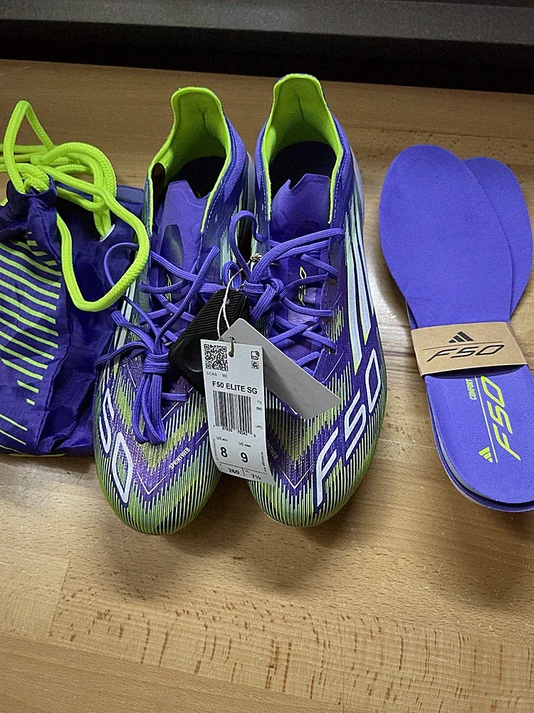 Adidas F50 Elite SG Soccer Cleats Men Sz 8 Purple Green JH7633 Soft Ground Studs