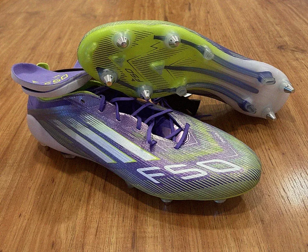 Adidas F50 Elite SG Soccer Cleats Mens 12.5 Detachable Purple Green JH7633 NEW