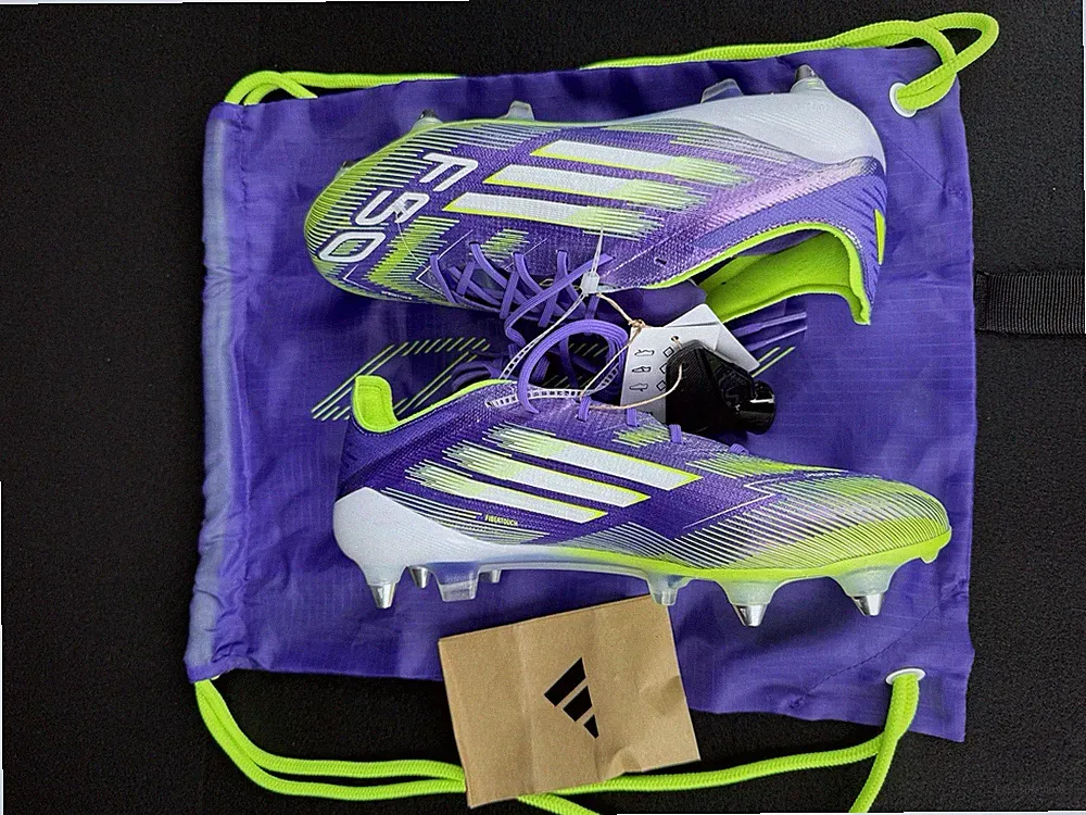 adidas F50 Elite SG Soft Ground Soccer Cleats Purple,Stud Key Bag. Size 8 men’s