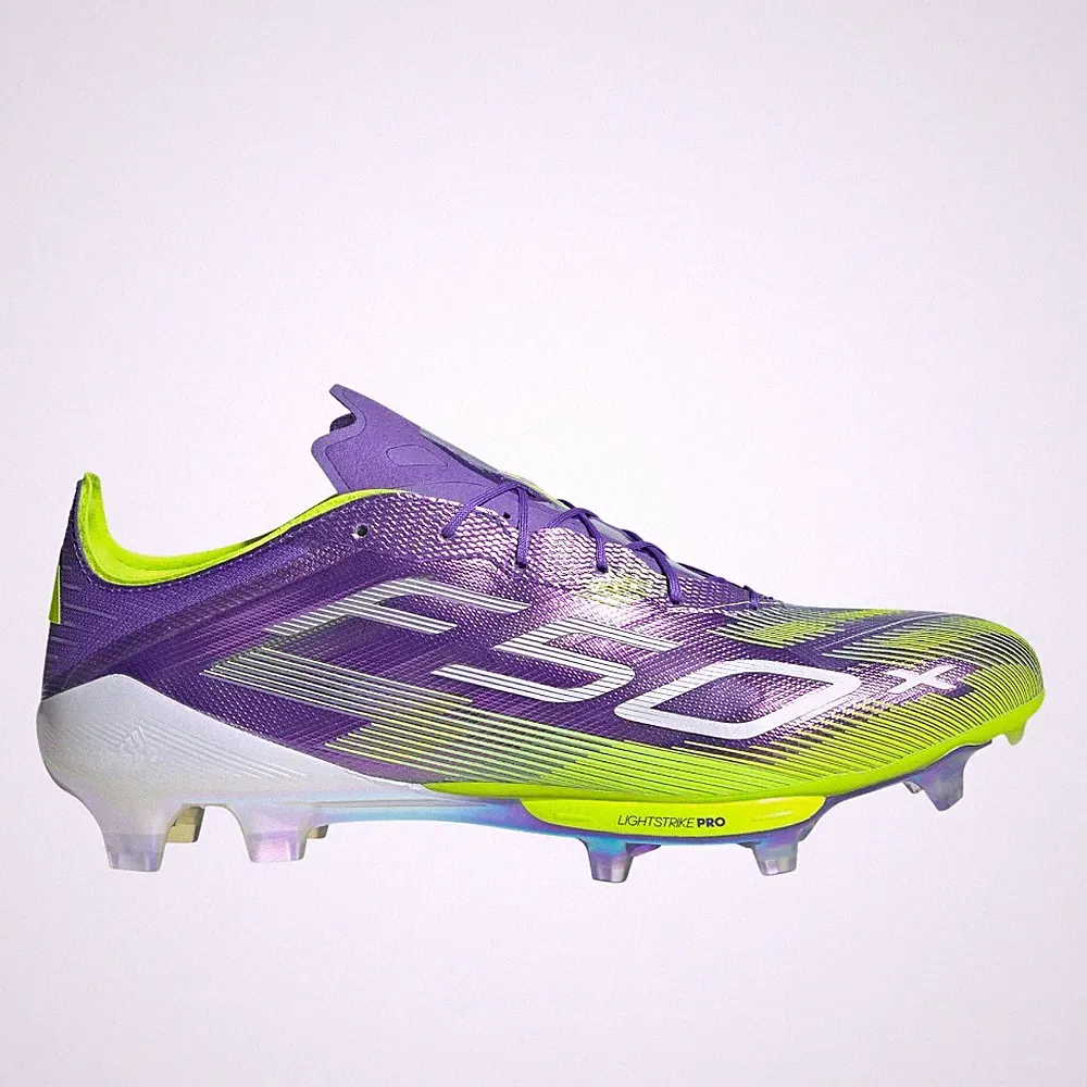 adidas F50+ Firm Ground Soccer Cleats Mens Purple Sneakers Athletic Shoes JS3211