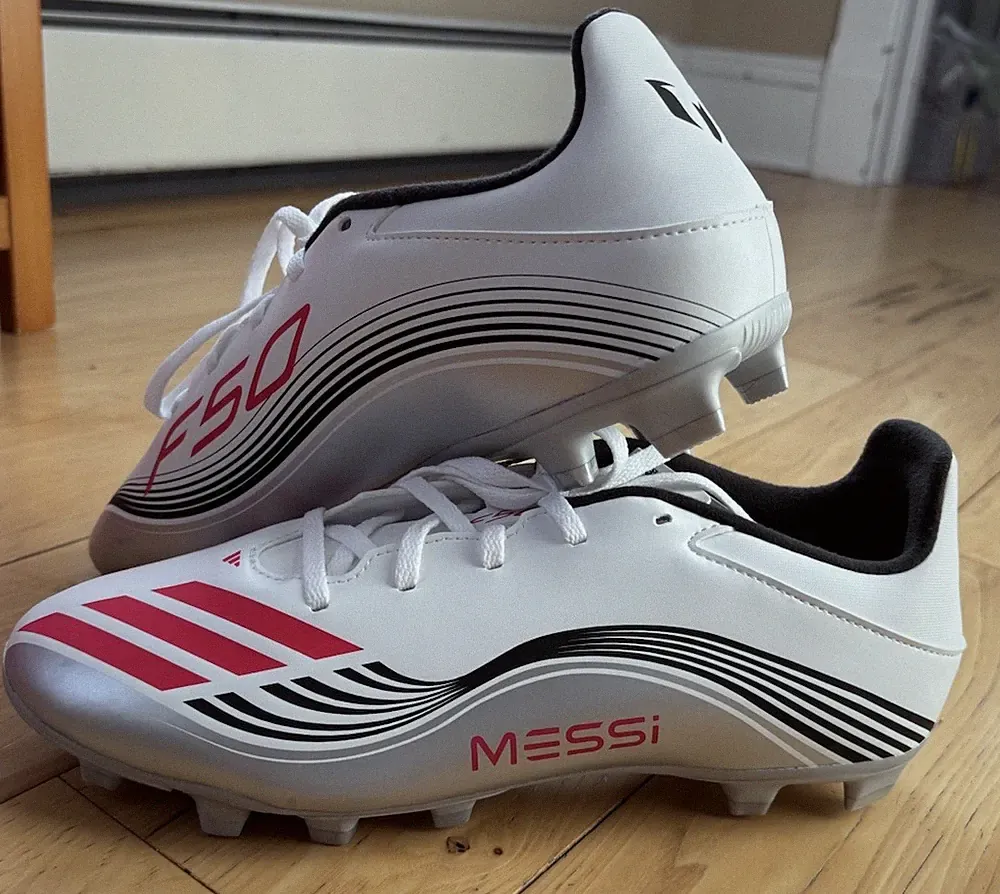 Adidas F50 Firm Multi Ground Messi Soccer Cleats Men’s SZ 10 White Silver JP7443
