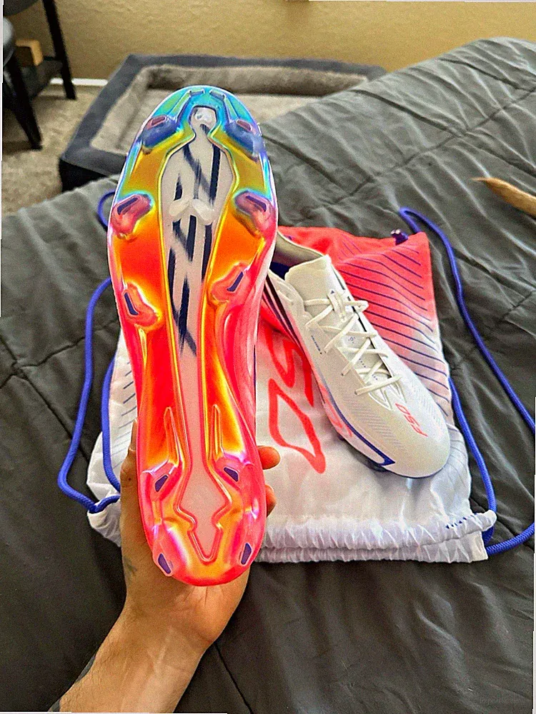 adidas F50 Hyperfast Elite FG Men’s Soccer Cleats White Pink Purple KJ3432