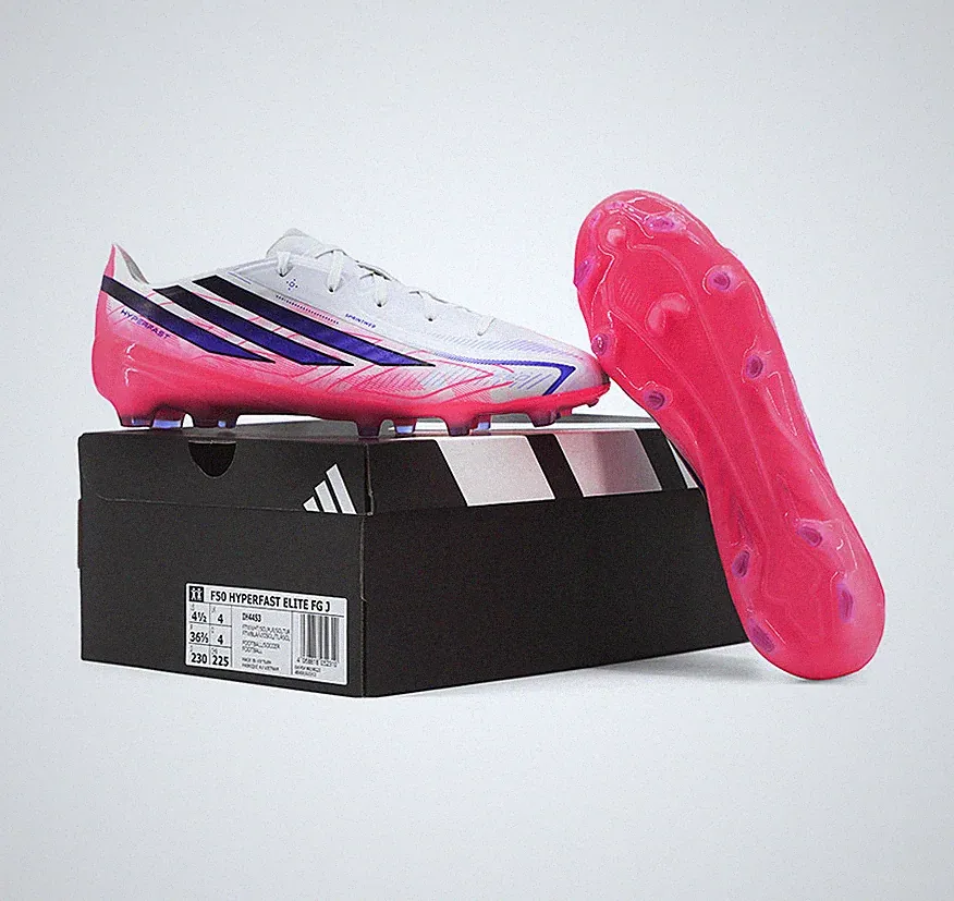 adidas F50 Hyperfast Elite Kids Junior FG Soccer Cleats White Pink IH4453