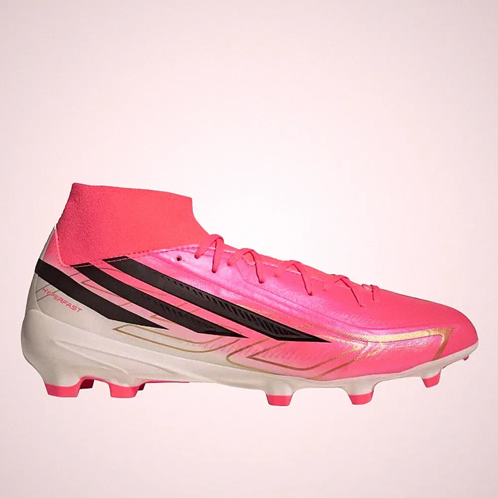 adidas F50 Hyperfast League Mid Firm Ground Soccer Cleats Unisex Pink Sneakers A