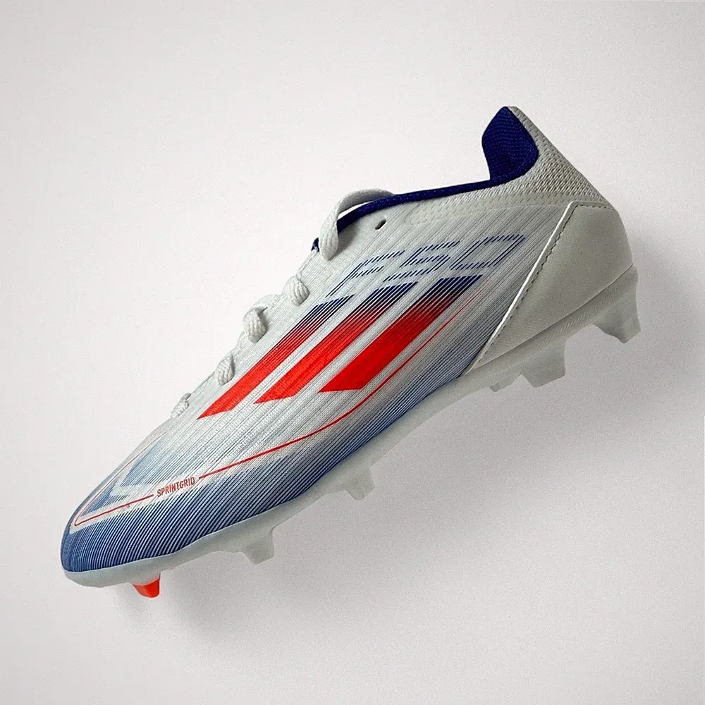 Adidas F50 League FG Junior Soccer Cleats White Red Blue Size 1Youth New in Box