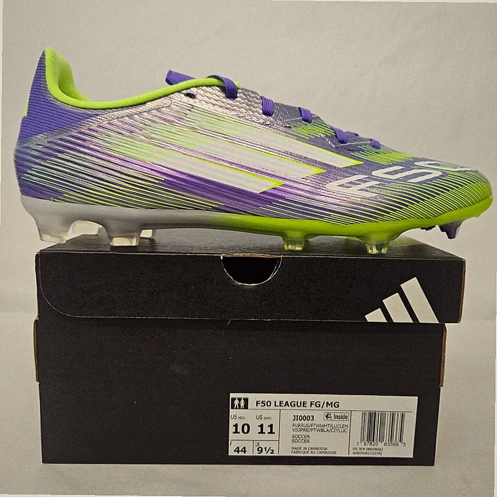 Adidas F50 League FG/MG Soccer Cleats JI0003 Purple Lucid Lemon Mens Size 10