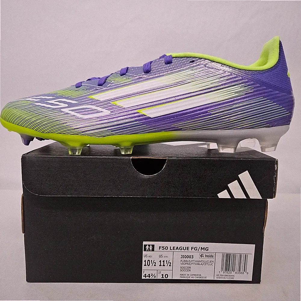Adidas F50 League FG/MG Soccer Cleats JI0003 Purple Lucid Lemon Mens Size 10.5