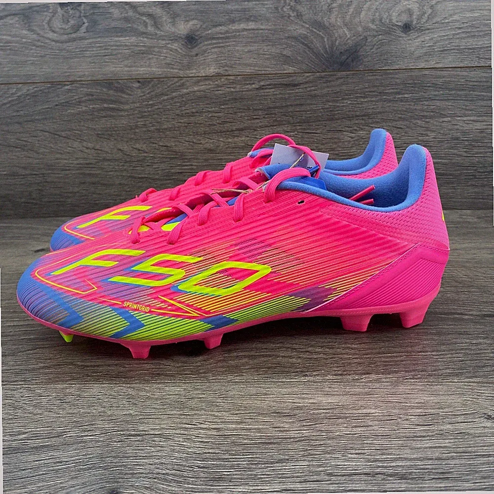 Adidas F50 League FG MG Soccer Cleats Pink Yellow Blue Men US 9.5