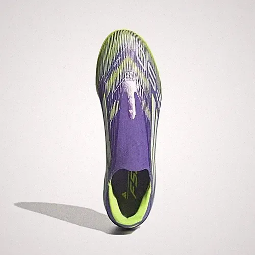 ADIDAS F50 LEAGUE LACELESS TURF SOCCER CLEATS - - PURPLE RUSH/WHITE/LUCID LEMON