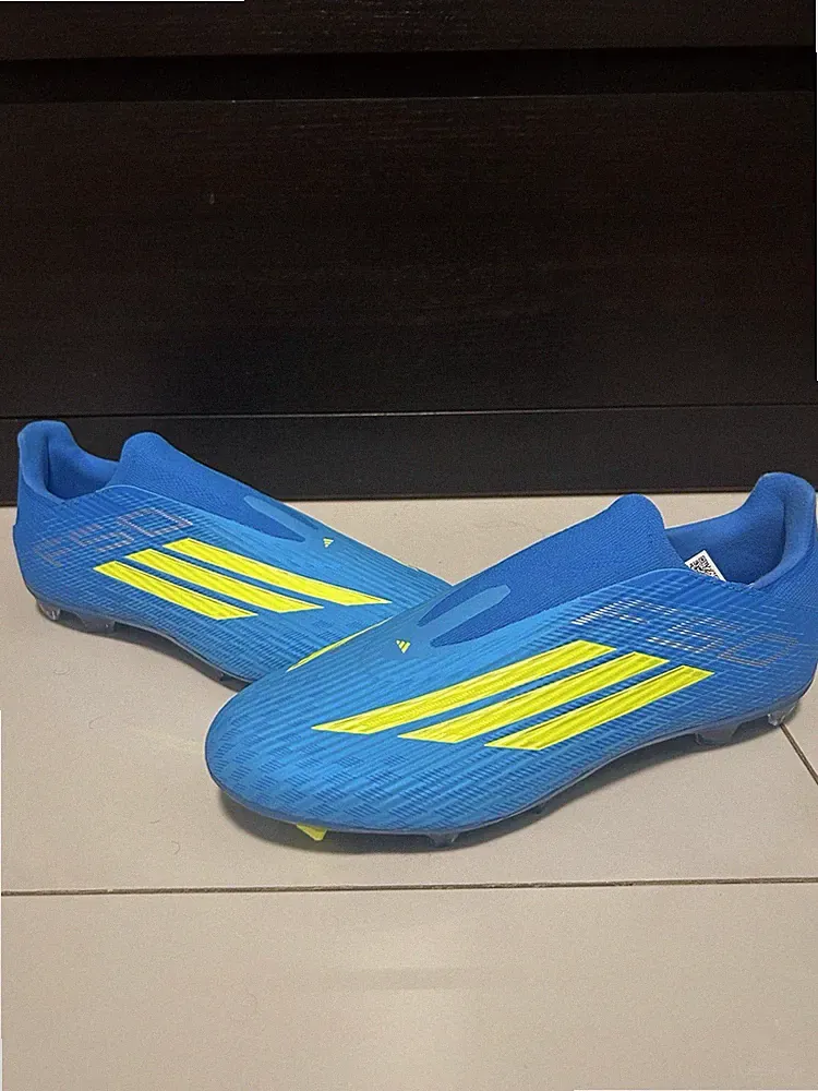 ADIDAS F50 LEAGUE LL LACELESS FG/MG SOCCER CLEATS BLUE/YELLOW MENS US 9.5 NEW