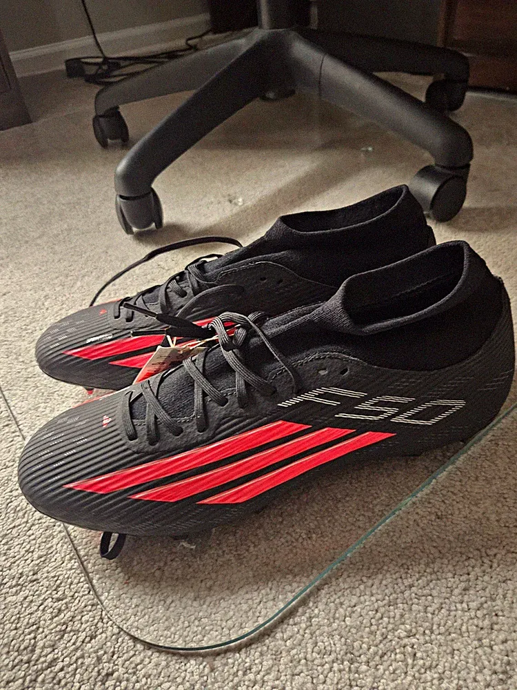 adidas F50 League Mid FG/MG Men’s Soccer Cleats Lace-Up Black/Red