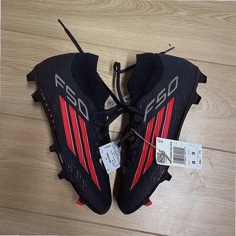 adidas F50 League Mid FG/MG Soccer Cleats Black/Red Lace-Up Mid Top