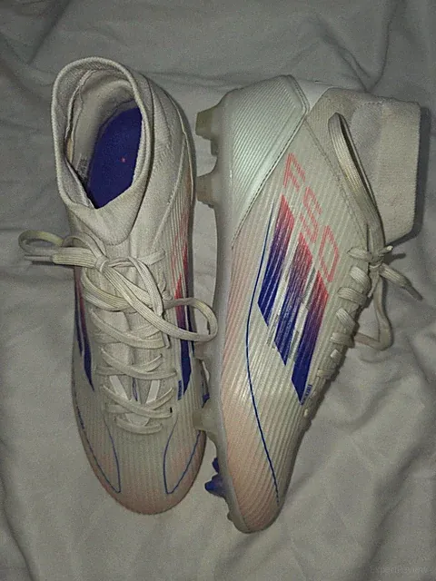 Adidas F50 League Mid FG/MG Soccer Cleats Women's 10 - ID9190 - White Blue Red