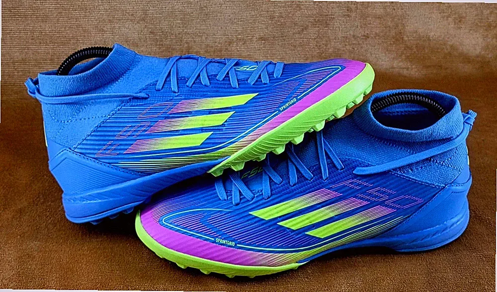 Adidas F50 League Mid Turf Soccer Shoes Blue Volt Women Size 8 Cleats