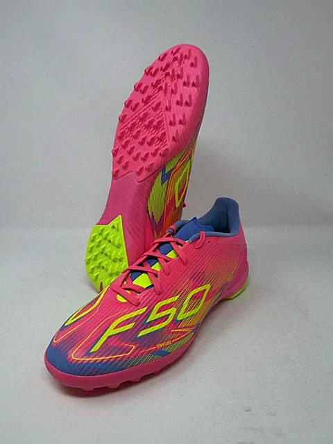 Adidas F50 League TF Lucid Pink Yellow Turf Soccer Cleats IE1233 Men's Size 11.5