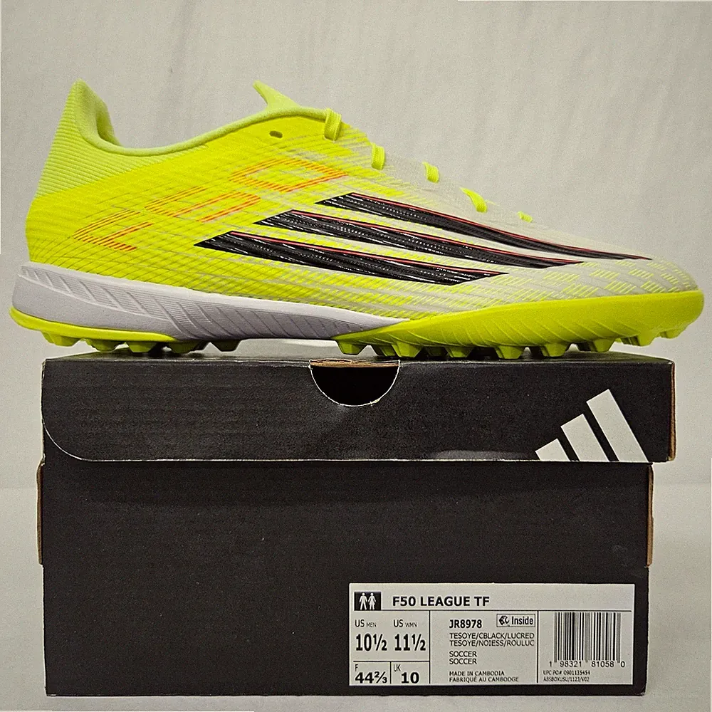 Adidas F50 League TF Turf Soccer Cleats JR8978 Solar Yellow Black Men Size 10.5