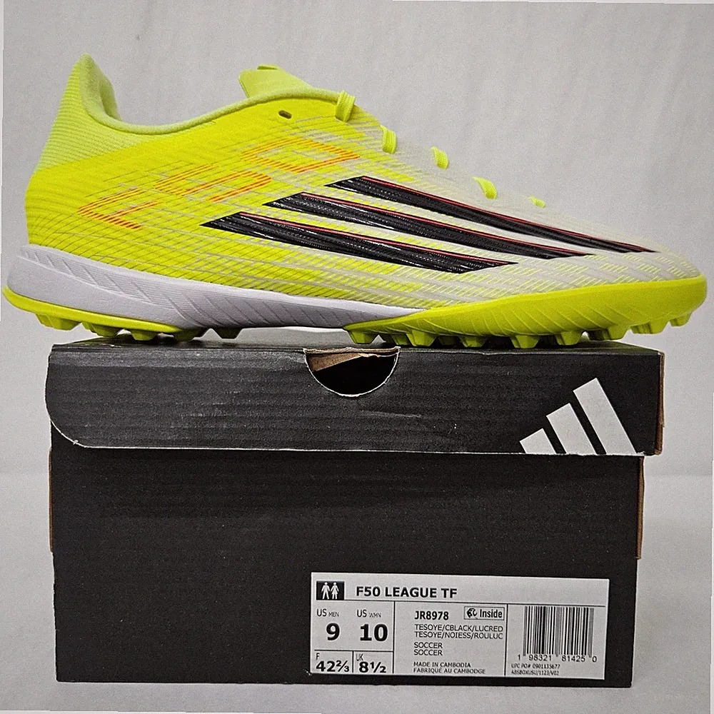 Adidas F50 League TF Turf Soccer Cleats JR8978 Solar Yellow Black Men Size 9